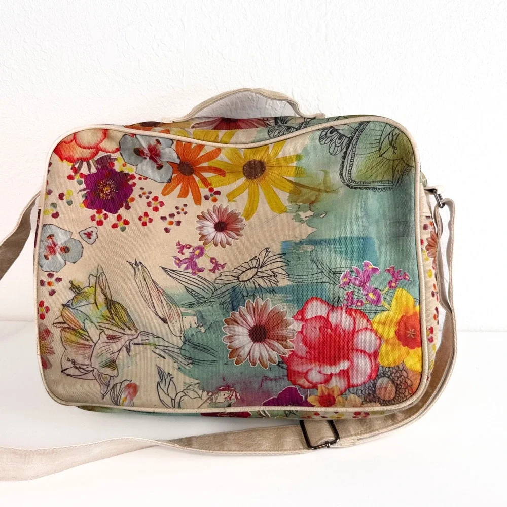Adidas Originals Floral Trefoil Messenger Crossbody Bag Multicolor Canvas